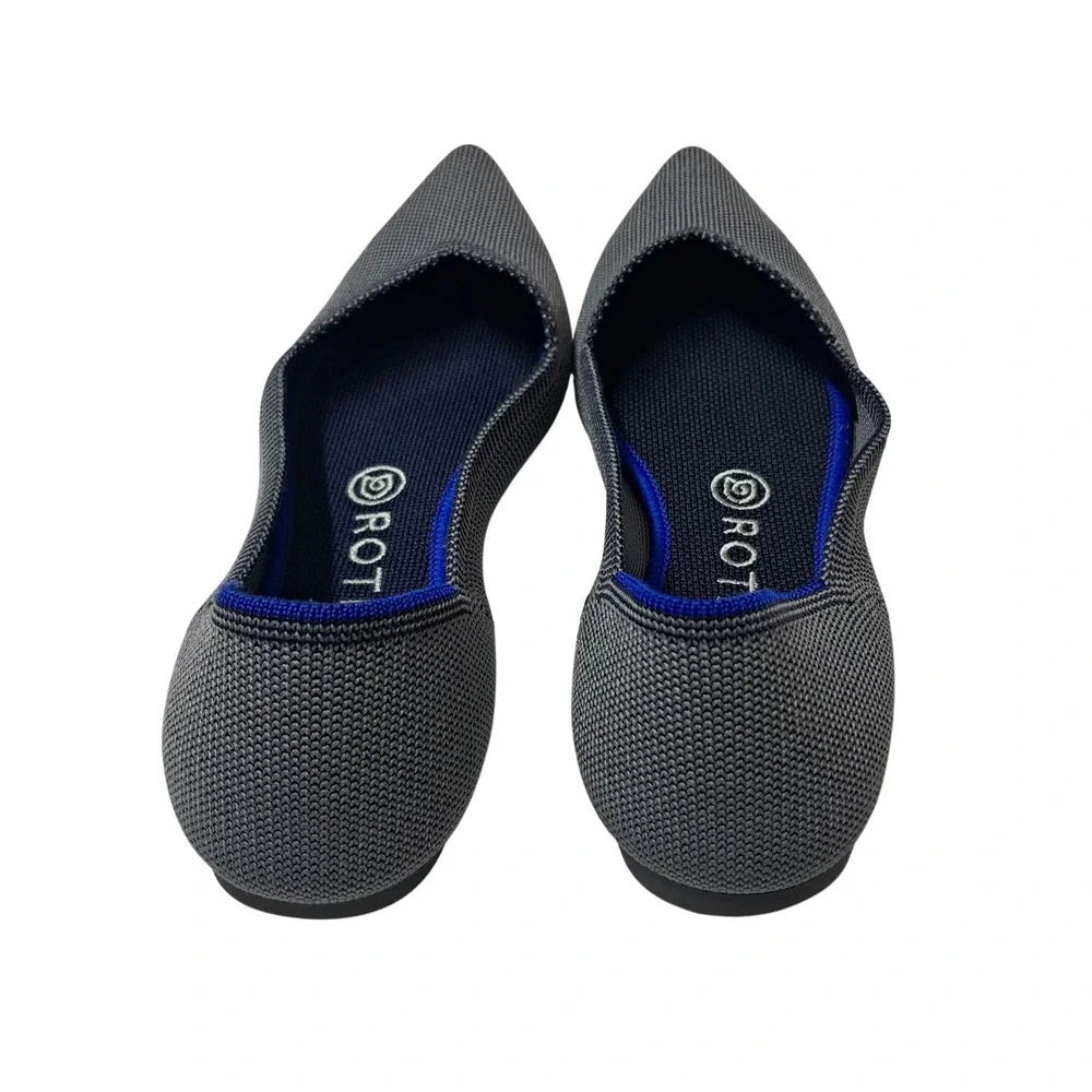 Rothys The Point Ballet Flats Shoes Womens 8 Gray Birdseye Knit Pointed Toe